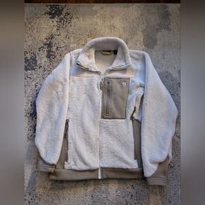 Mountain Hardwear Monkey Man Cream and Tan Full Zip Fleece Jacket, Women's S